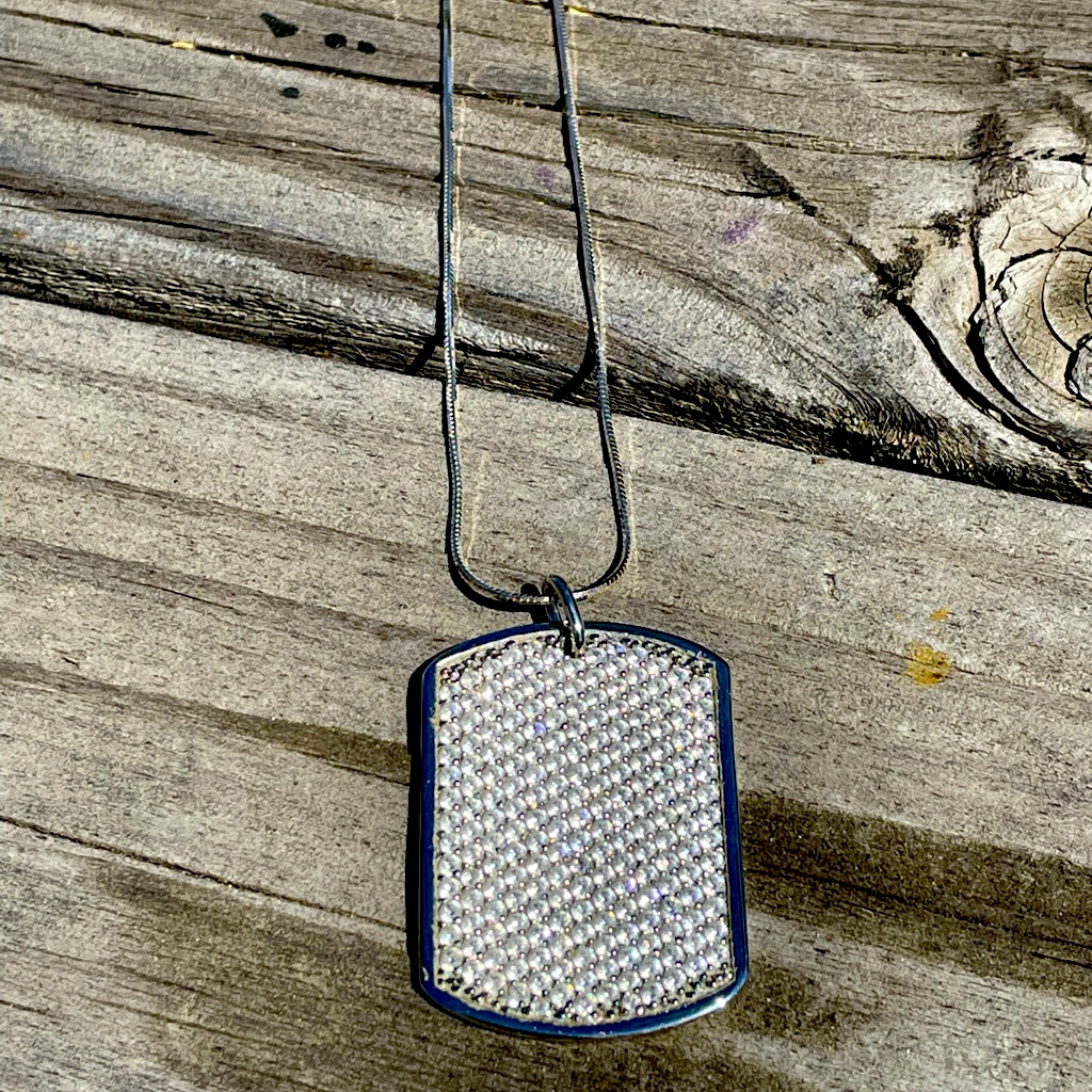 Silver Dog Tag With Cz’s